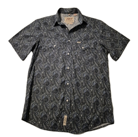 Rafter C Men's Short Sleeve Cowboy Collection Pearl Snap Paisley Shirt Medium - Picture 4 of 5